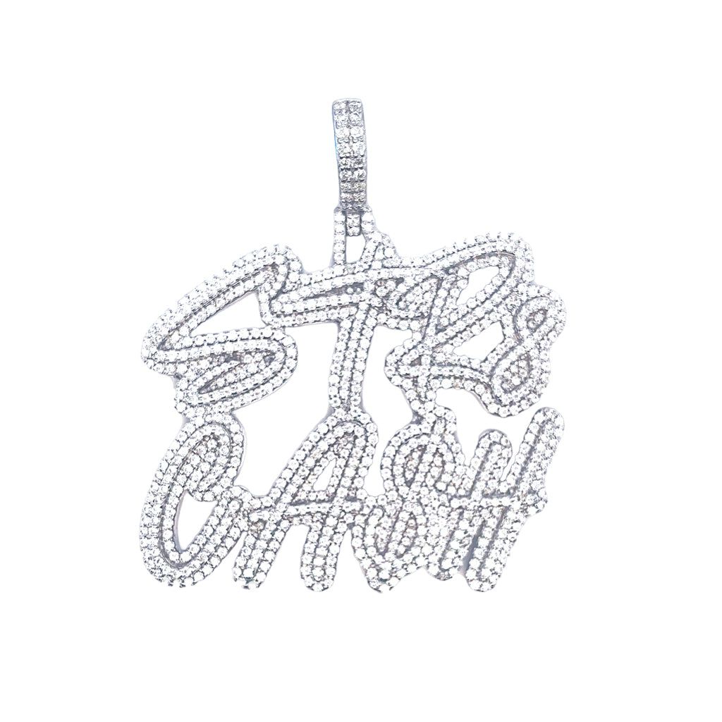 925 Sterling Silver Moissanite 6.44CTW Straight Cash Hip Hop Pendant sold by Master Of Bling
