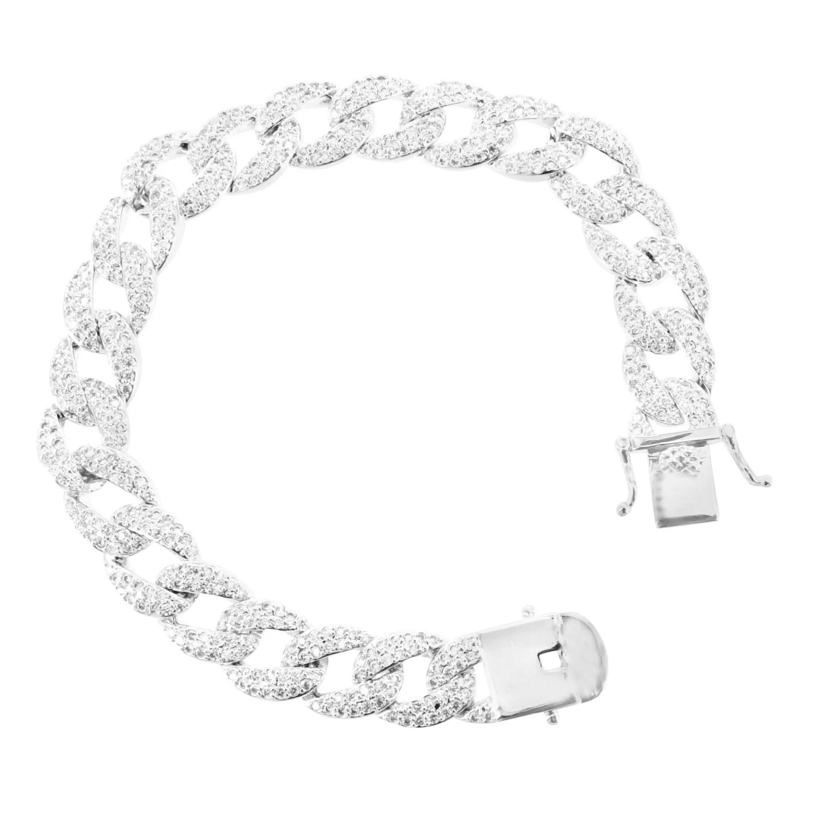 Miami Cuban Bracelet Fully 14k White Gold Finish Link Lab Diamond sold by Master Of Bling product image thumbnail 2