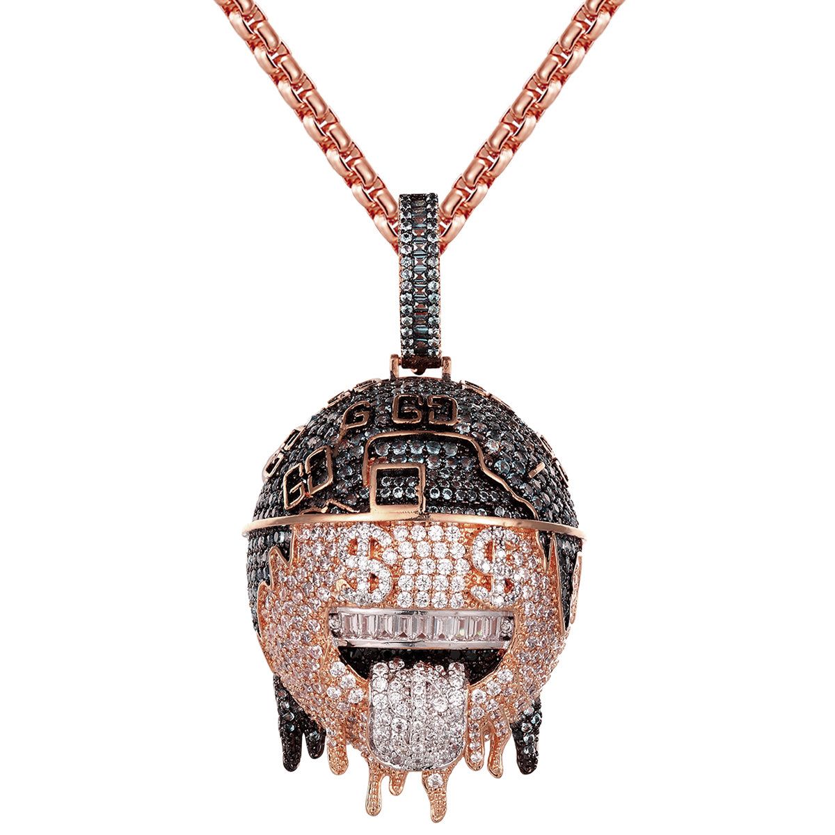 Animated Character Dollar Baguette Dripping Face Pendant sold by Master Of Bling