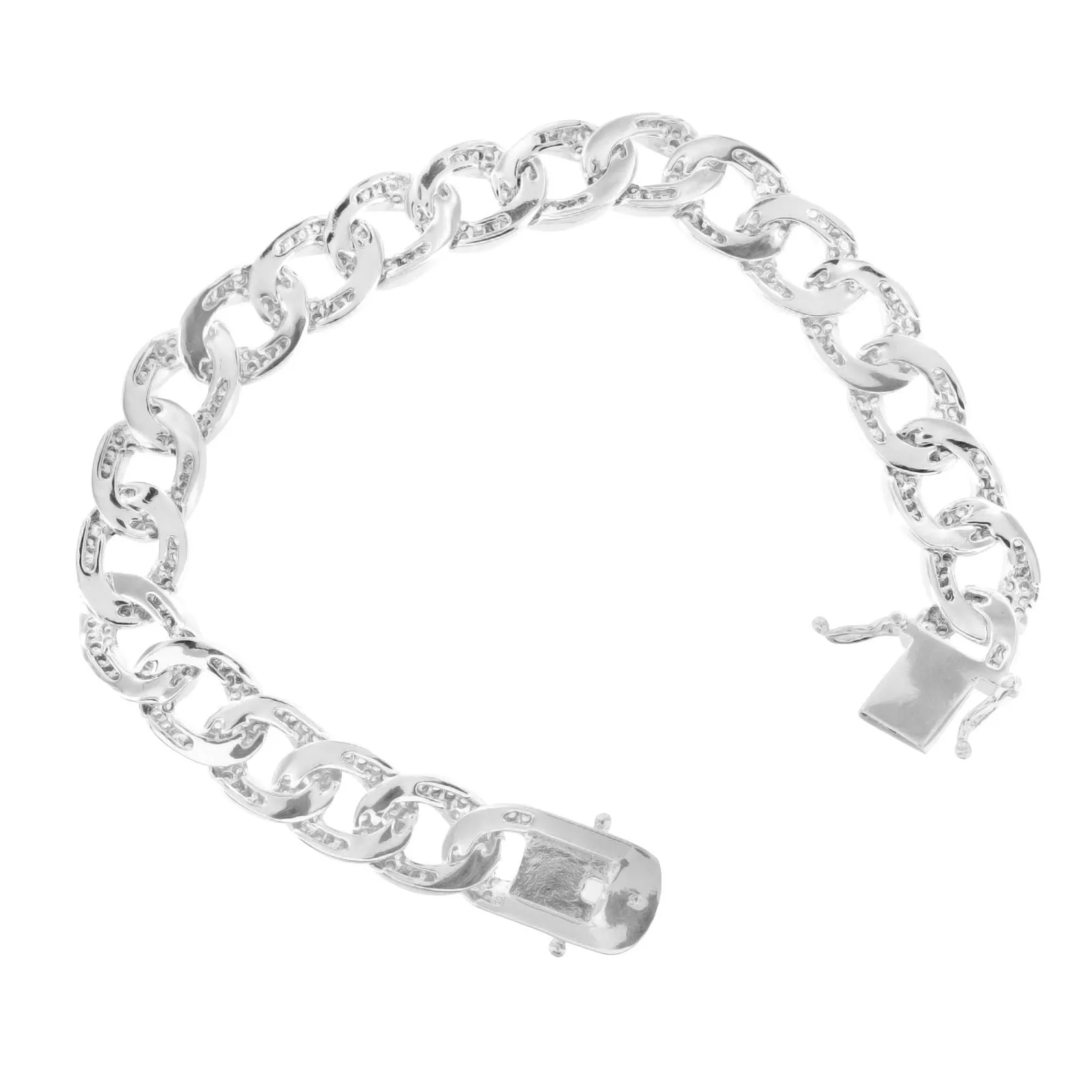 Miami Cuban Bracelet Fully 14k White Gold Finish Link Lab Diamond sold by Master Of Bling product image thumbnail 4