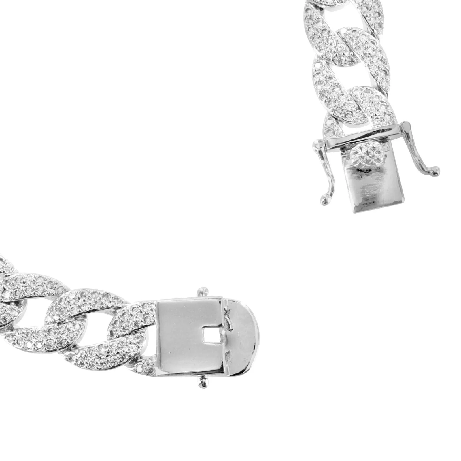 Miami Cuban Bracelet Fully 14k White Gold Finish Link Lab Diamond sold by Master Of Bling product image thumbnail 3
