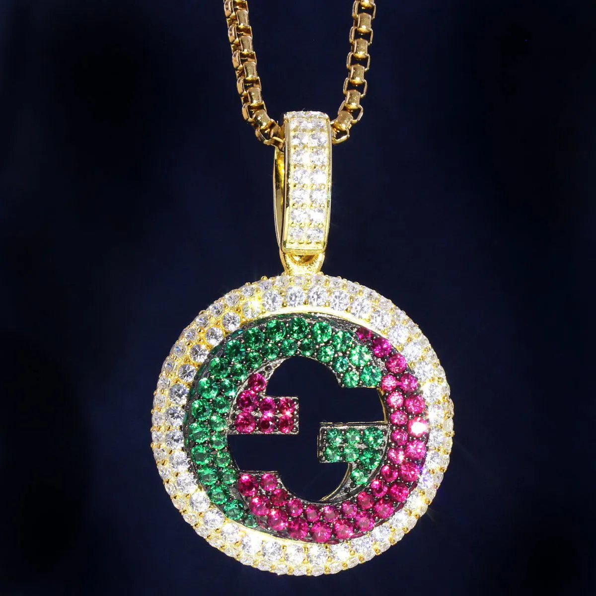 Men's Lil Pump Custom Silver Rapper Pendant Set sold by Master Of Bling