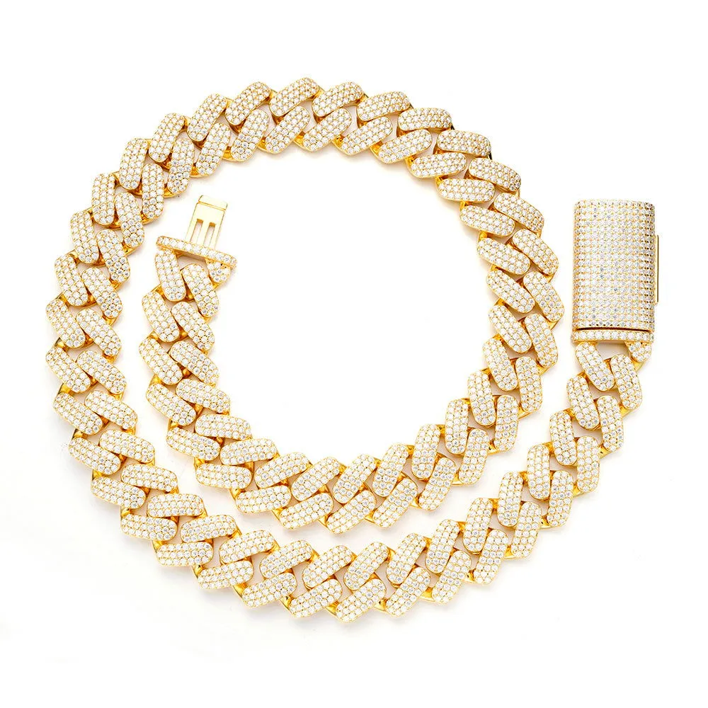 925 Silver Moissanite 18mm Miami Cuban 22 Inch Chain Necklace sold by Master Of Bling product image thumbnail 2