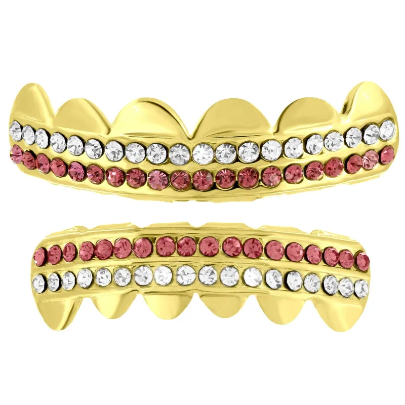 2 Row Grillz Set Top Bottom Yellow Finish sold by Master Of Bling