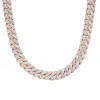 925 Silver Moissanite 12mm 22 Inch White Rose Two Tone Cuban Necklace sold by Master Of Bling