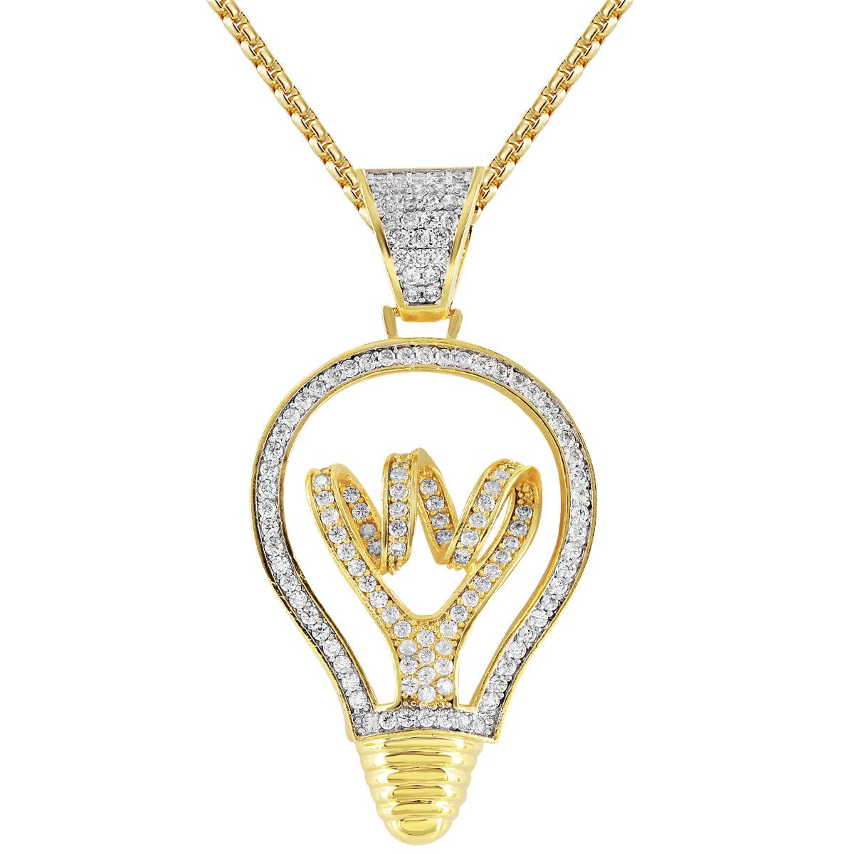 14K Yellow Gold Tone Light Bulb Icy Custom Hip Hop Pendant sold by Master Of Bling