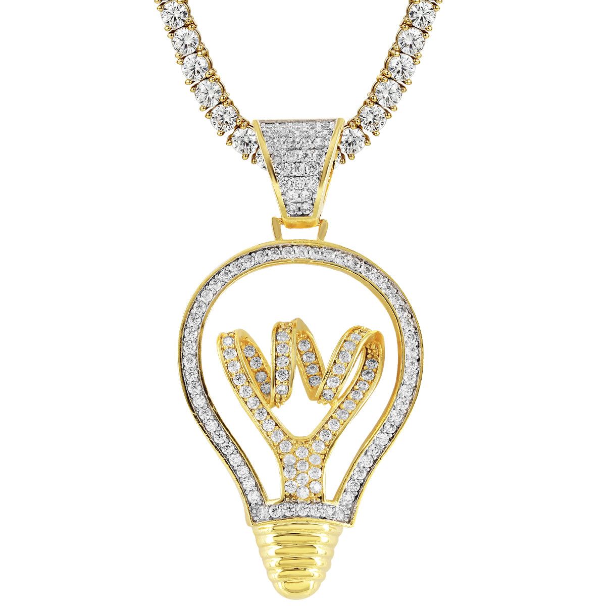 14K Yellow Gold Tone Light Bulb Icy Custom Hip Hop Pendant sold by Master Of Bling product image thumbnail 2