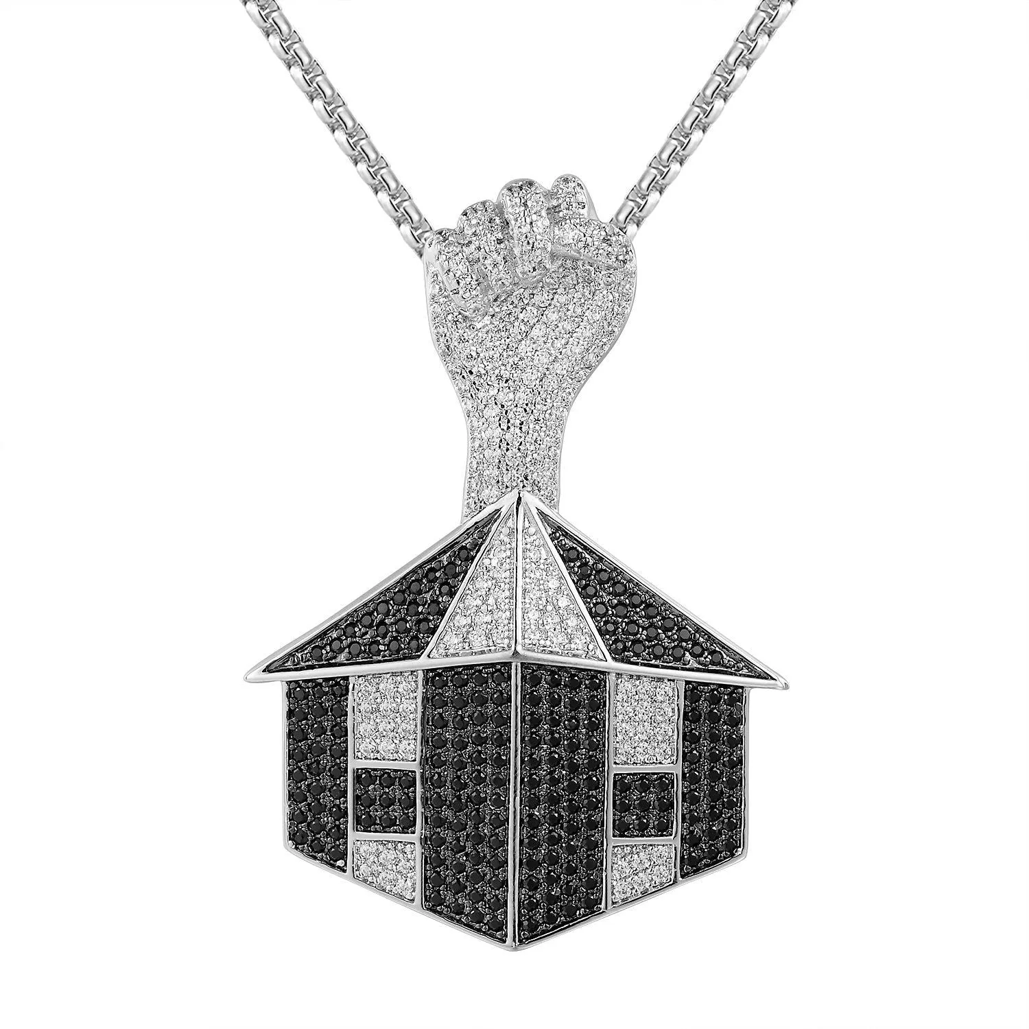 Men's Trap House Fist Pendant 24" Necklace sold by Master Of Bling