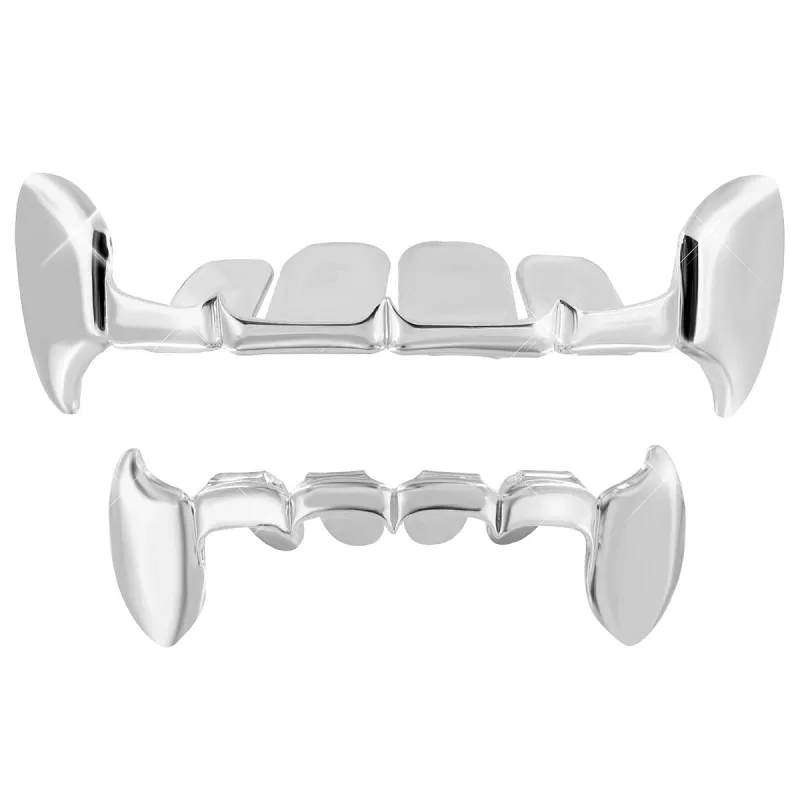 Grillz For Halloween Top Bottom Set White Finish sold by Master Of Bling