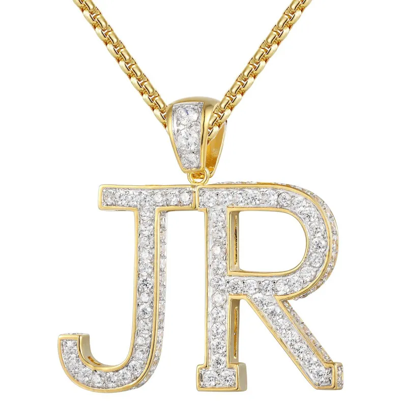 Custom 14k Gold Finish Block Letters A-Z Pendant sold by Master Of Bling