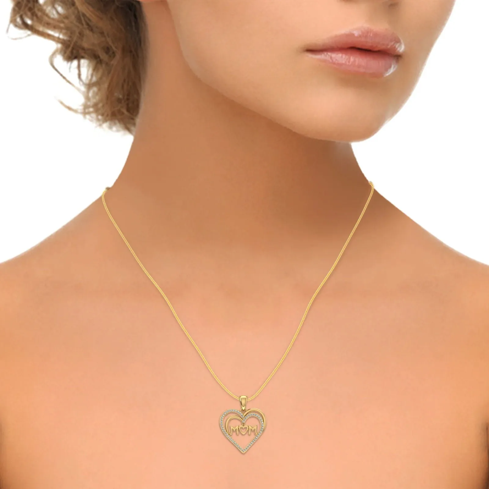 10k Yellow Gold Mom Pendant Heart Charm Real Diamond Womens sold by Master Of Bling product image thumbnail 3