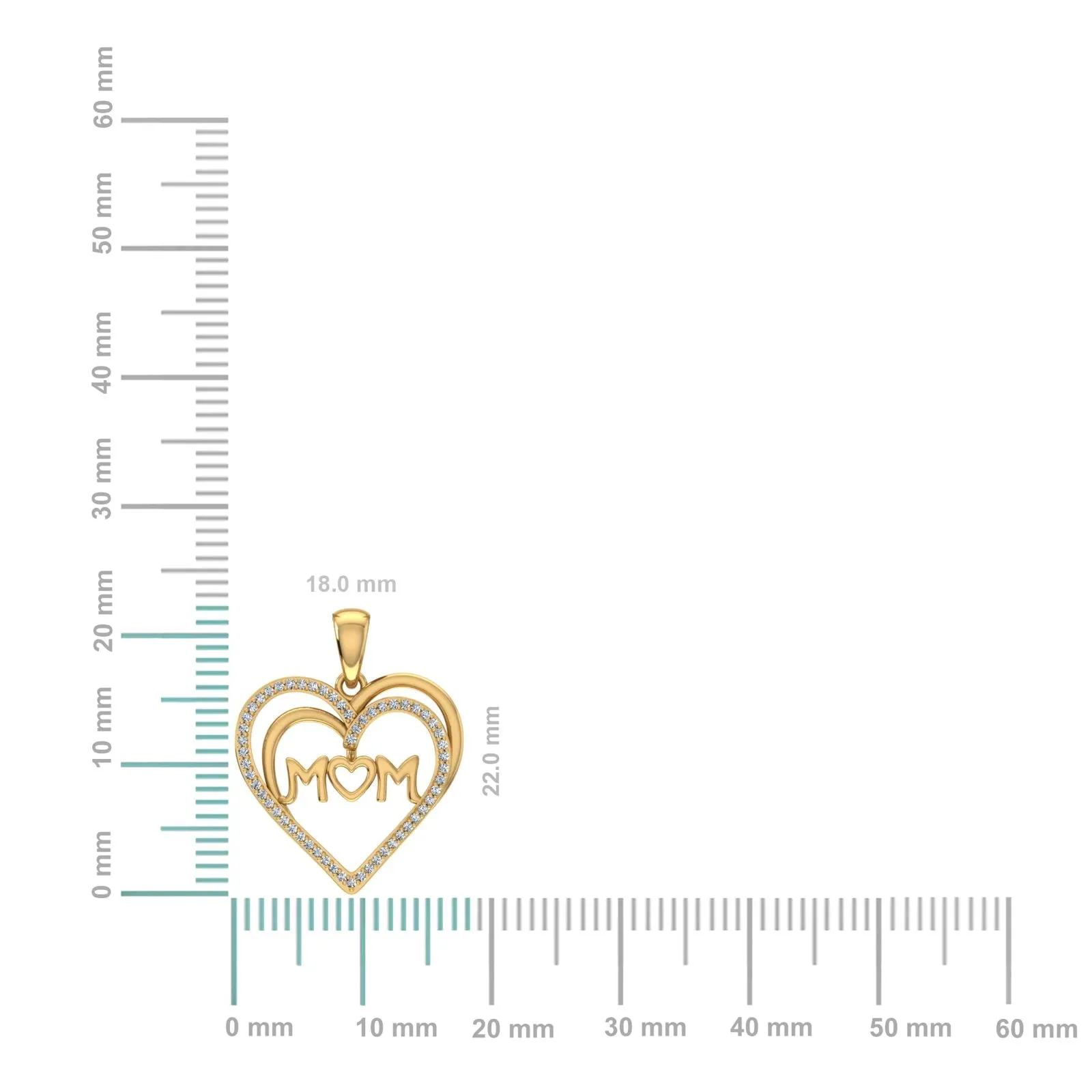 10k Yellow Gold Mom Pendant Heart Charm Real Diamond Womens sold by Master Of Bling product image thumbnail 2