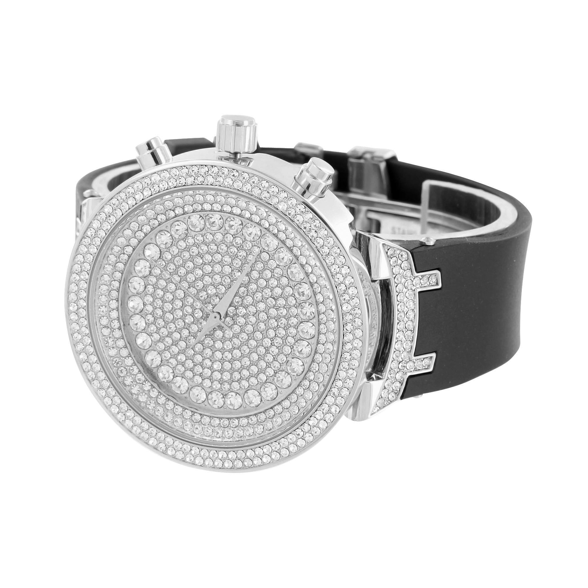 Dial Watch Lab Diamonds Black Rubber Band Stainless Steel sold by Master Of Bling product image thumbnail 2