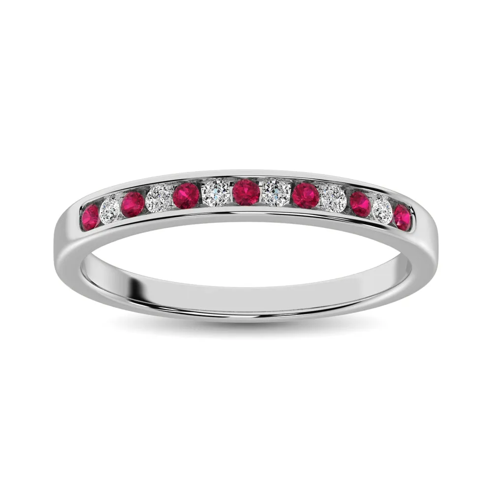 14K White Gold 1/5 Ctw Ruby and Diamond Machine Band sold by Master Of Bling product image thumbnail 2