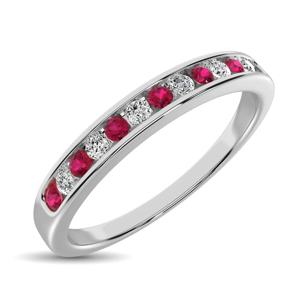 14K White Gold 1/5 Ctw Ruby and Diamond Machine Band sold by Master Of Bling product image thumbnail 3