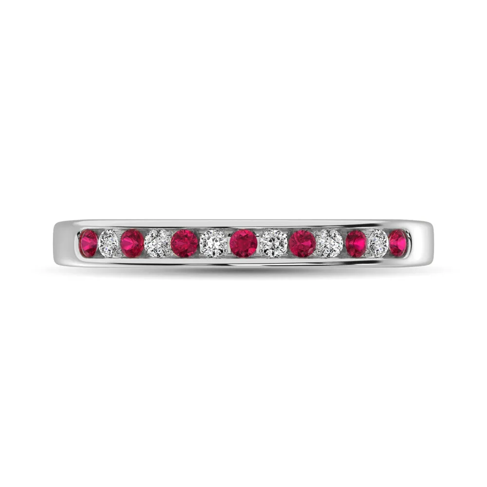 14K White Gold 1/5 Ctw Ruby and Diamond Machine Band sold by Master Of Bling product image thumbnail 4