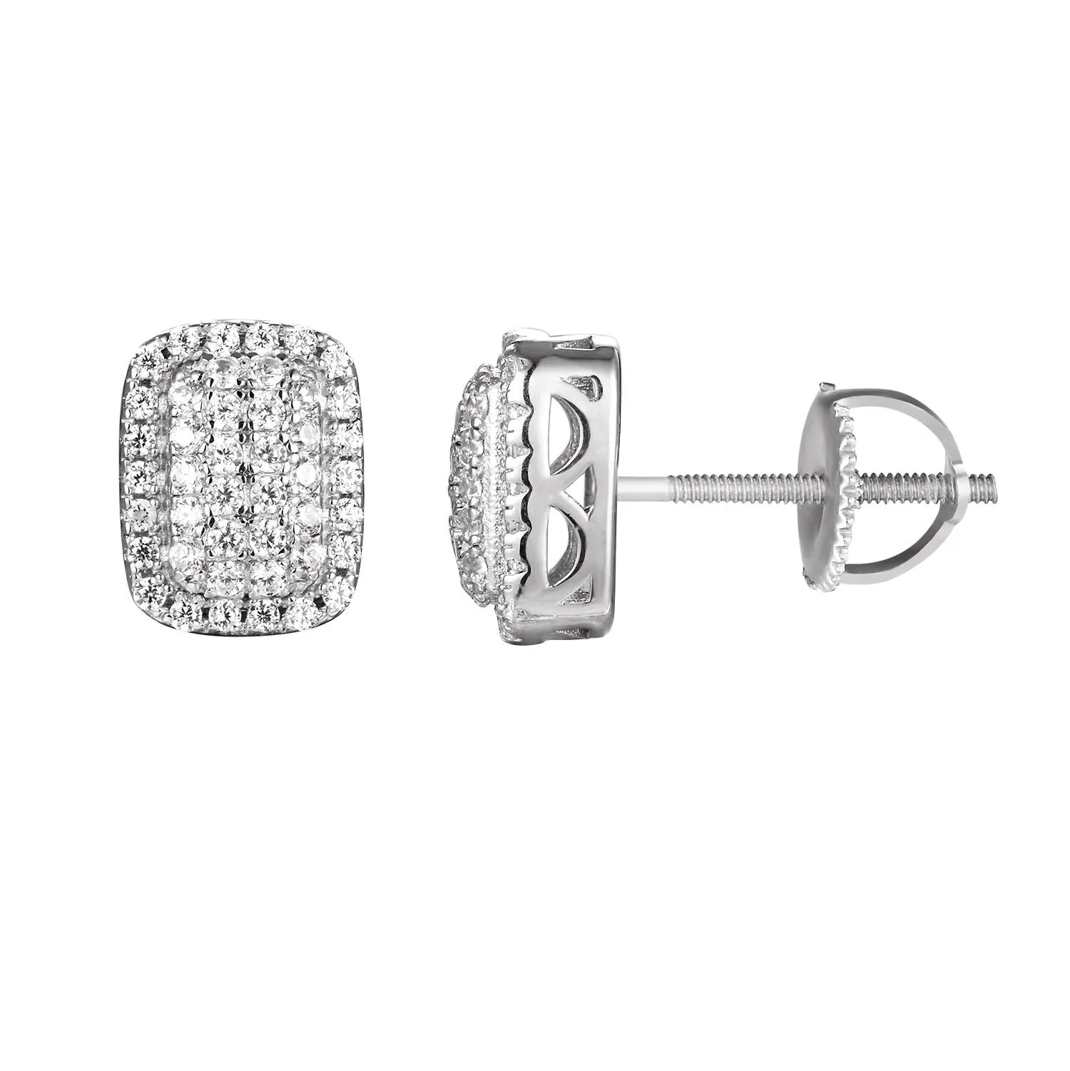 Sterling Silver Square out Puff Stud Earrings sold by Master Of Bling