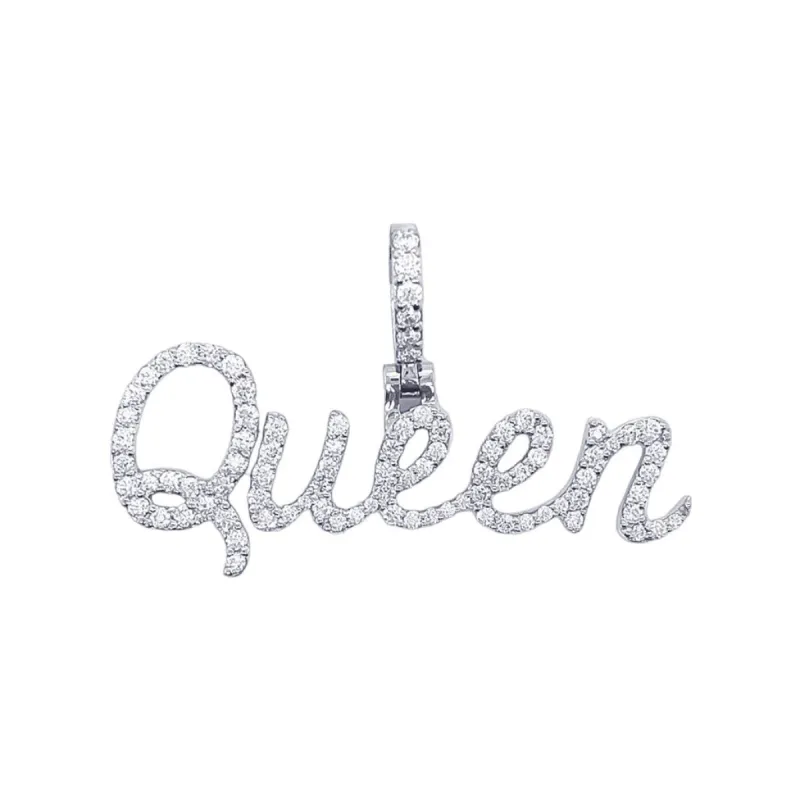 925 Sterling Silver Moissanite Diamonds Elegant Queen Pendant sold by Master Of Bling