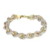Rope Link Bracelet 14k Gold Finish  Simulated Diamond 11mm Mens Hip Hop sold by Master Of Bling