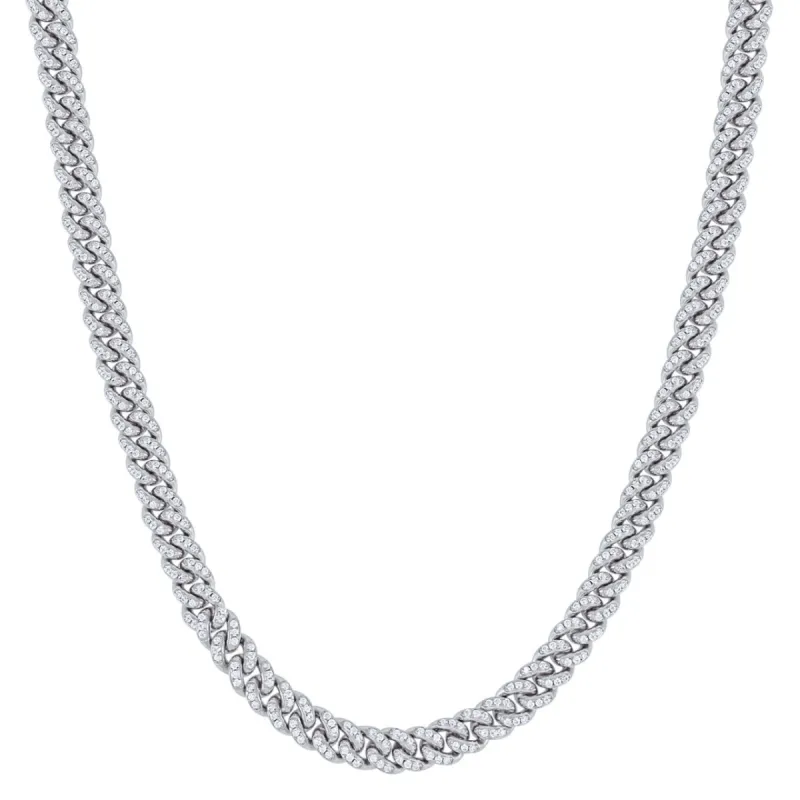 925 Silver Moissanite Diamond 6mm Miami Cuban Link Hip Hop Chain sold by Master Of Bling