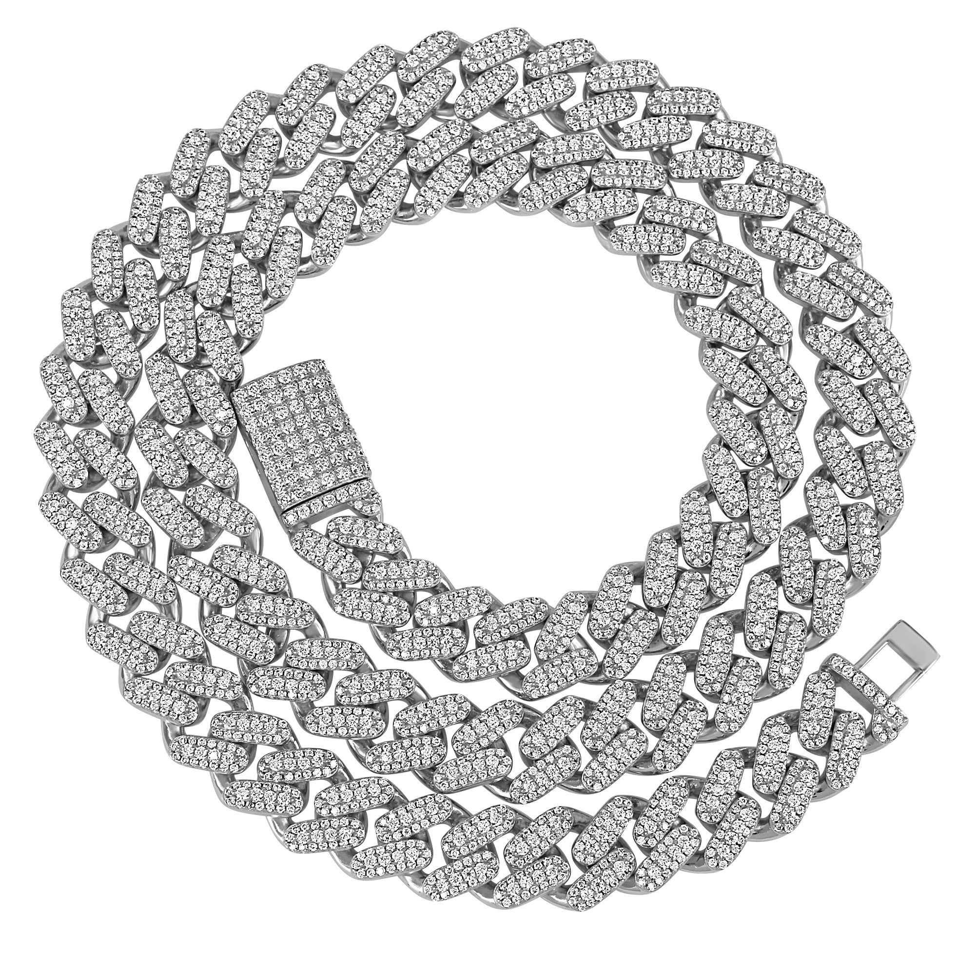 .925 Moissanite Diamond Square Link 12mm Miami Cuban Chain sold by Master Of Bling product image thumbnail 3