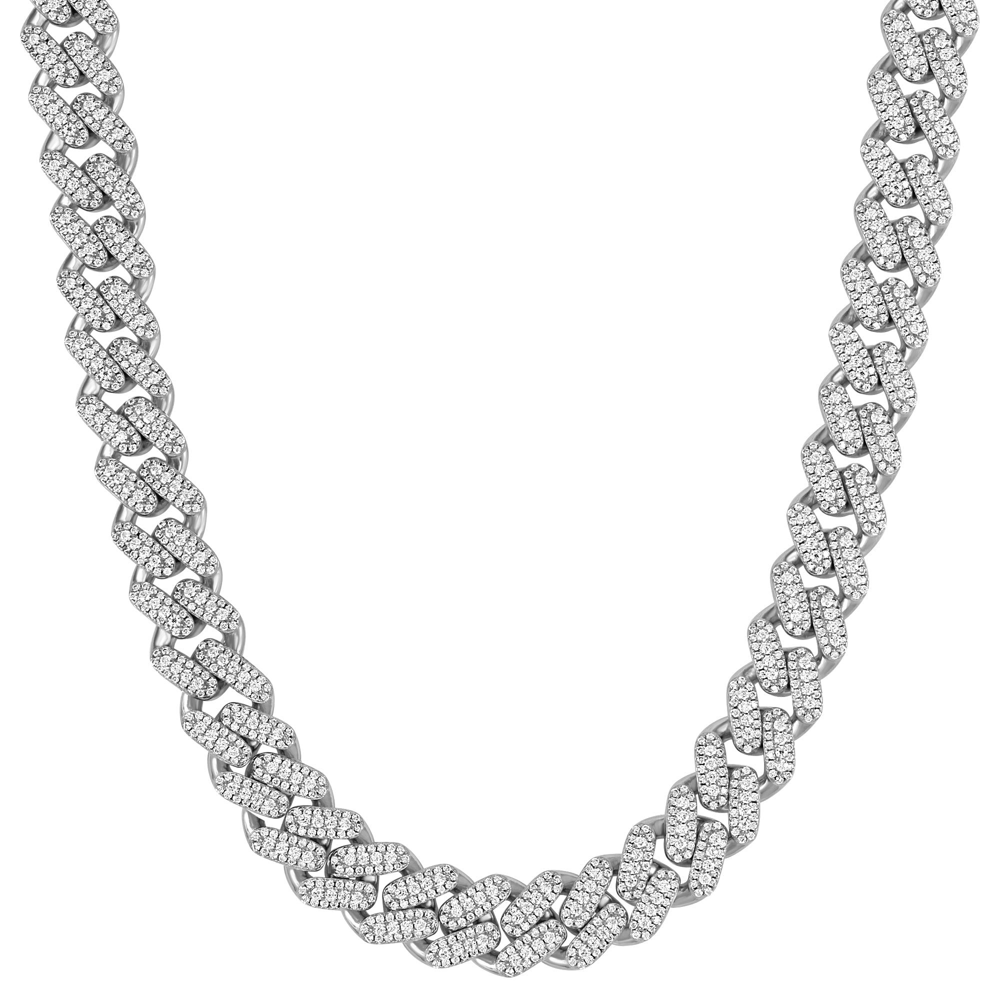 .925 Moissanite Diamond Square Link 12mm Miami Cuban Chain sold by Master Of Bling