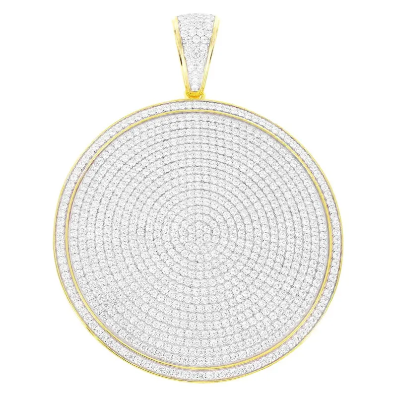 14k Gold Tone Silver  Circle Medallion Round Pendant sold by Master Of Bling