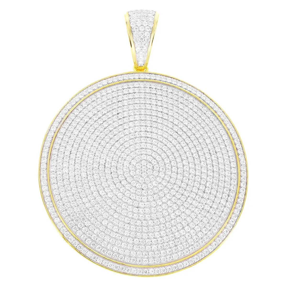 14k Gold Tone Silver Circle Medallion Round Pendant sold by Master Of Bling