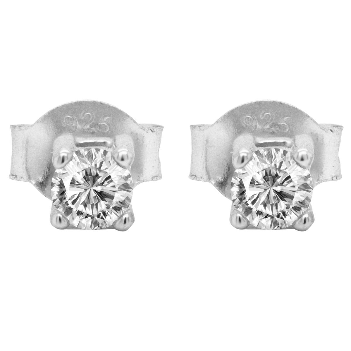 3mm Sterling Silver VVS Moissanite Diamond Stud Earrings sold by Master Of Bling product image thumbnail 2