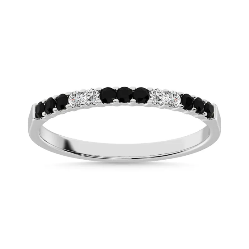 14K White Gold 1/5 Ctw Alternate 4 White and 9 Black Diamond Machine Band sold by Master Of Bling