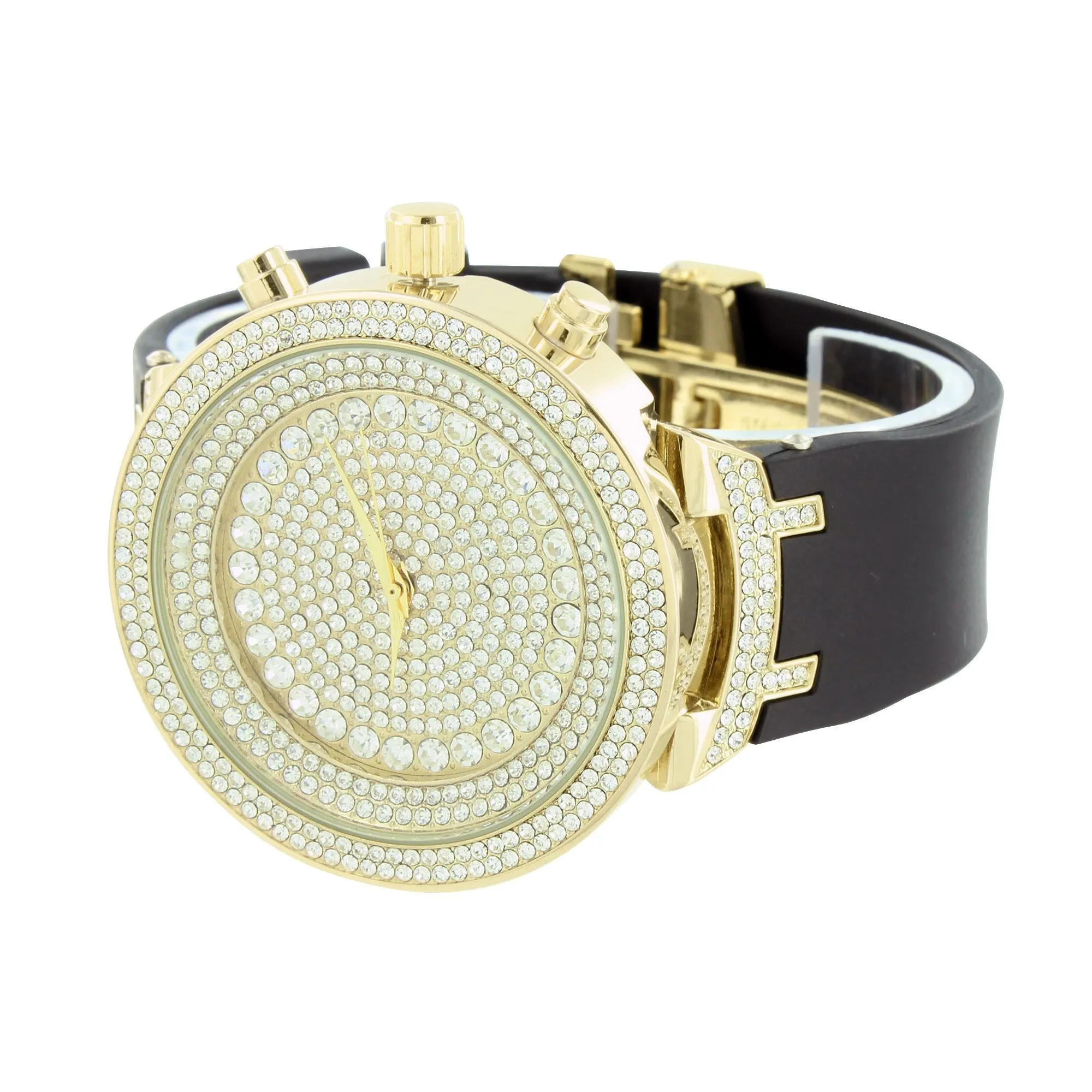 Watch Round Analog Bling Stainless Steel Back Rubber Band sold by Master Of Bling product image thumbnail 2