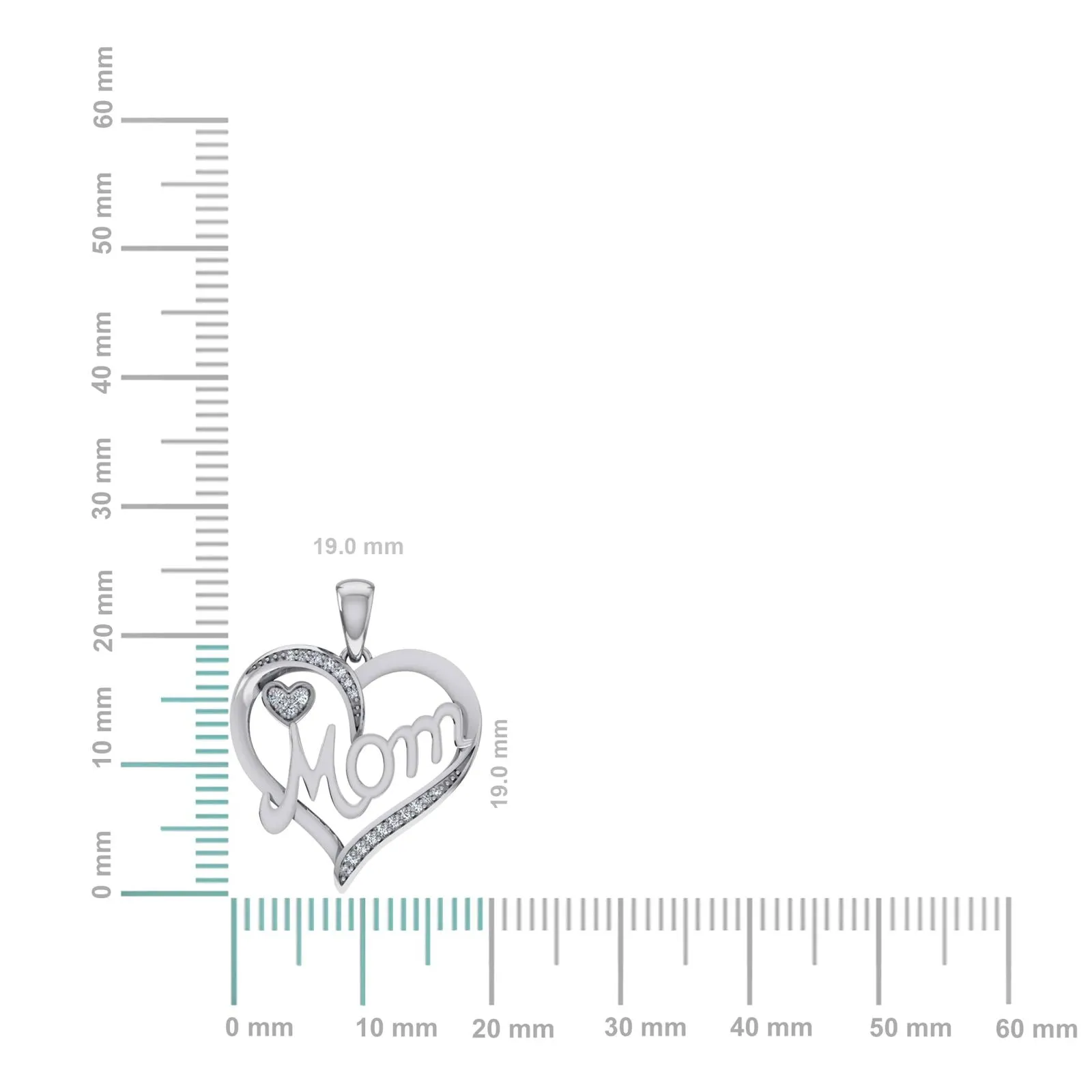 Heart Mom Diamond Pendant 10K White Gold Unique Charm Women sold by Master Of Bling product image thumbnail 2