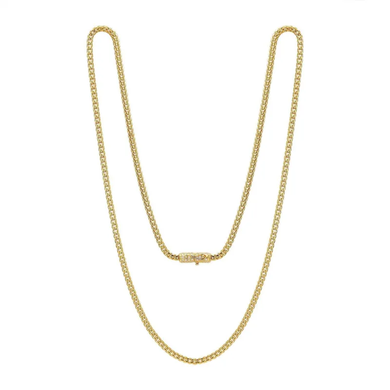 Designer Stainless Steel 24" 4mm Franco Chain Custom Bling Lock Design sold by Master Of Bling