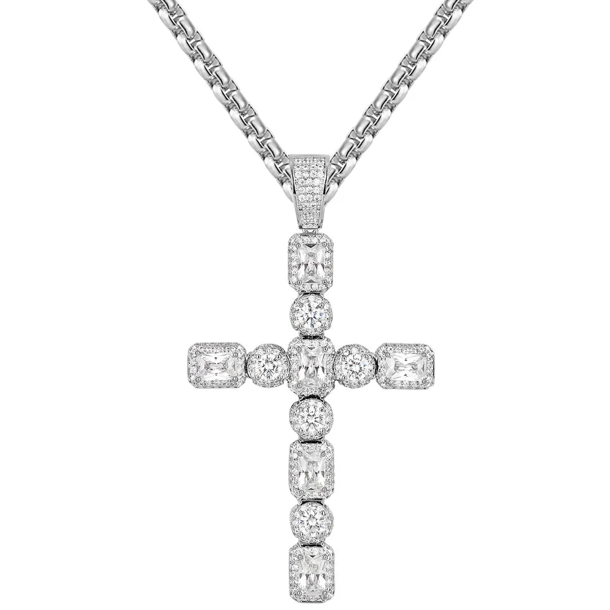 Solitaire Bling Designer Jesus Cross Pendant Chain sold by Master Of Bling
