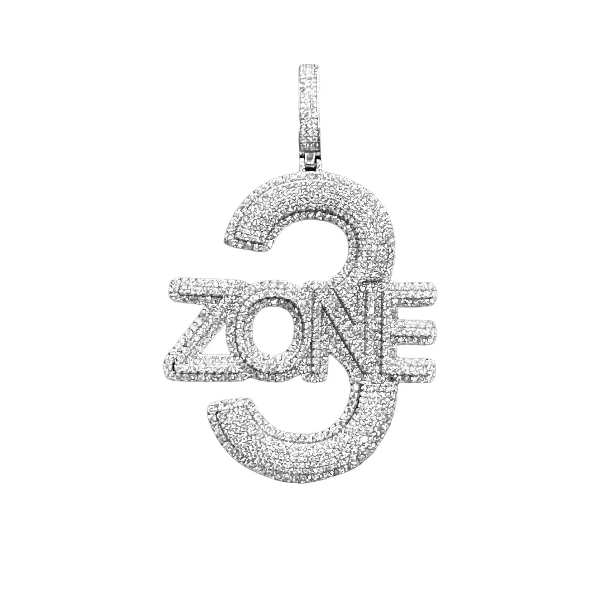 Zone 3 Moissanite Diamond Pendant XL Iced 925 Silver Custom sold by Master Of Bling