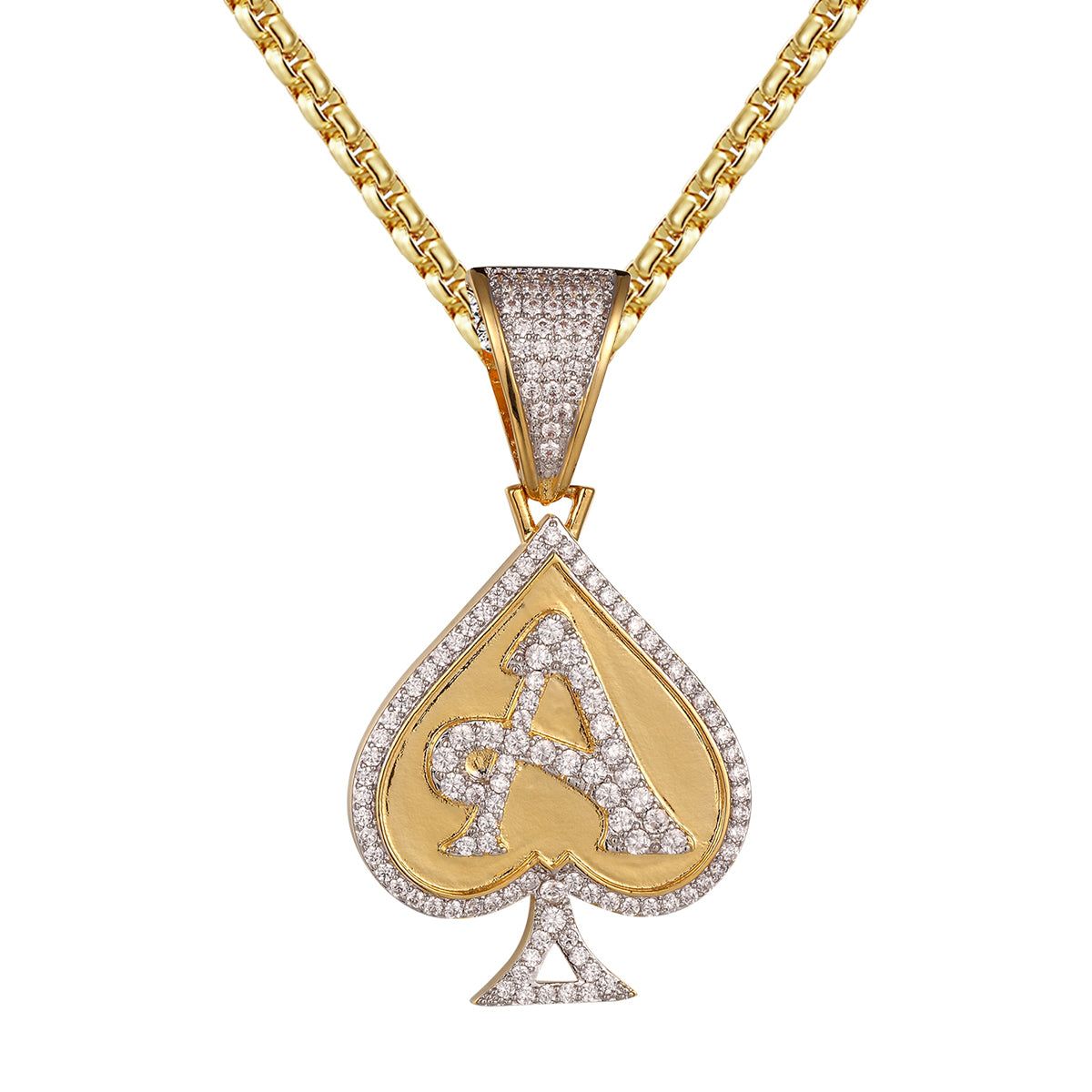 Ace Of Spade Playing Cards Bling Designer Pendant Necklace sold by Master Of Bling