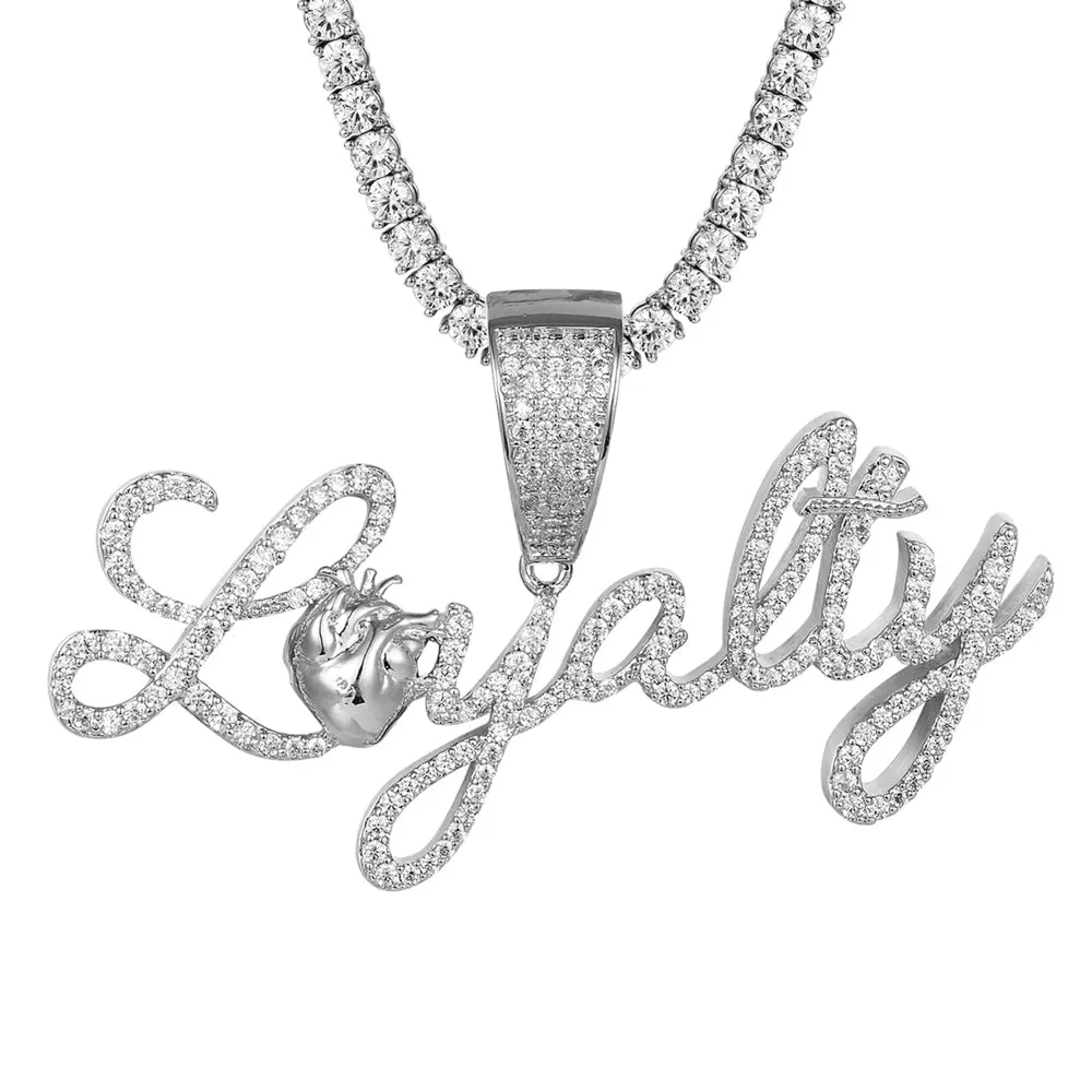 Silver Cursive Loyalty For Life Heart Bling Rapper Pendant sold by Master Of Bling product image thumbnail 2