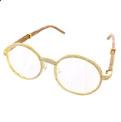 Men's Clear Lens  Round Wooden Frame Hip Hop Glasses sold by Master Of Bling