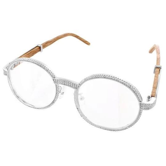 Men's Clear Lens Round Wooden Frame Hip Hop Glasses sold by Master Of Bling product image thumbnail 5