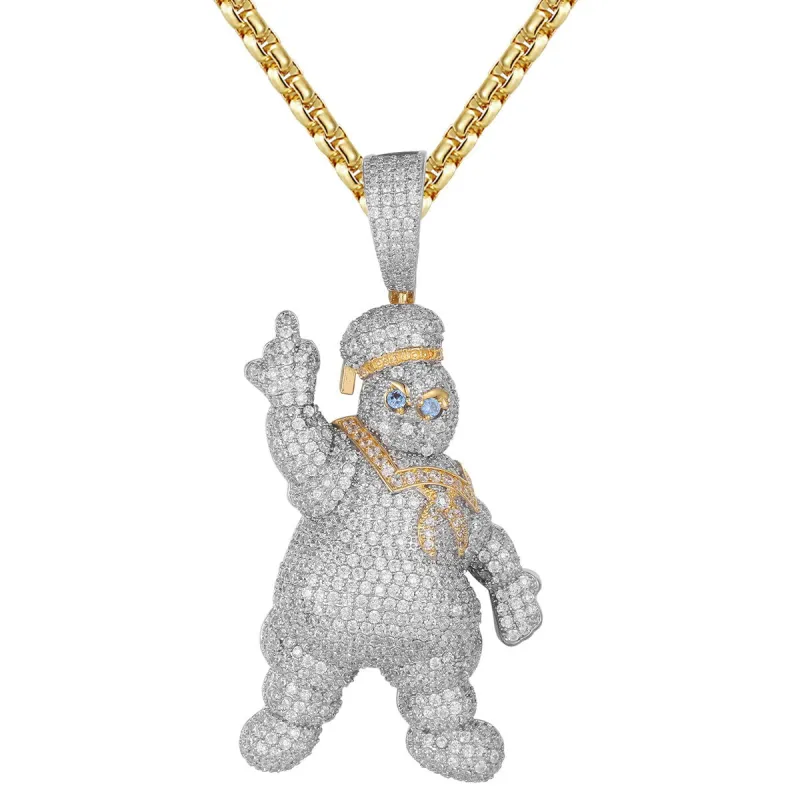 Doughboy Chef Bling Middle Finger Custom Pendant Necklace sold by Master Of Bling