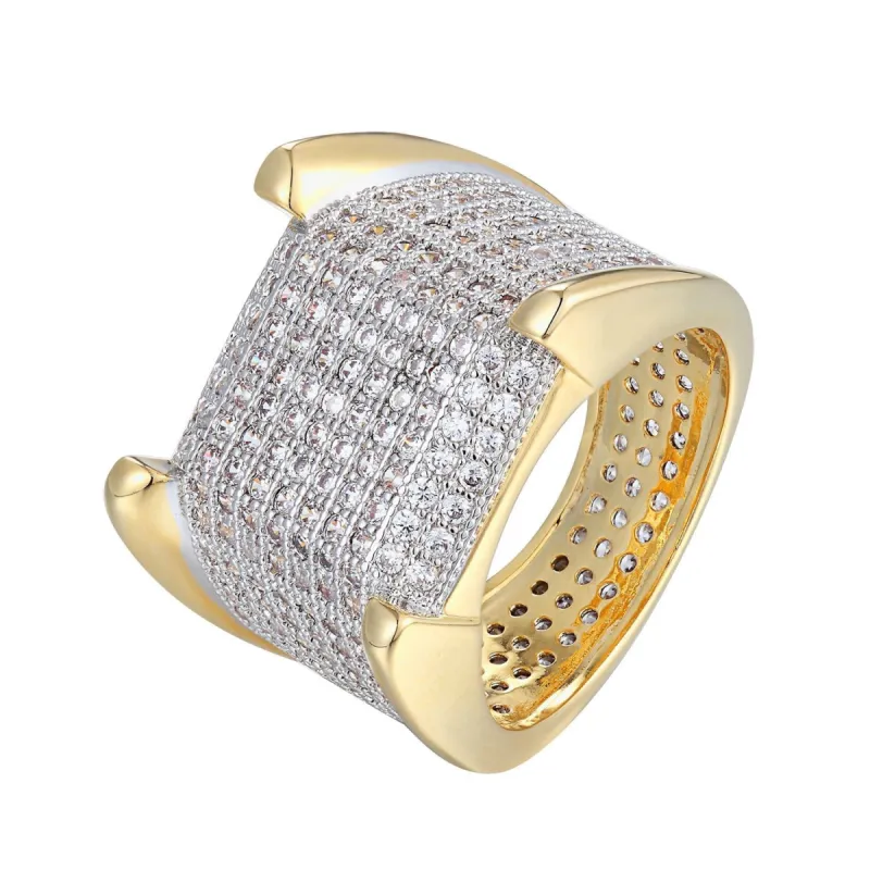 Men's Yellow Gold Finish Designer Square Wedding Band sold by Master Of Bling