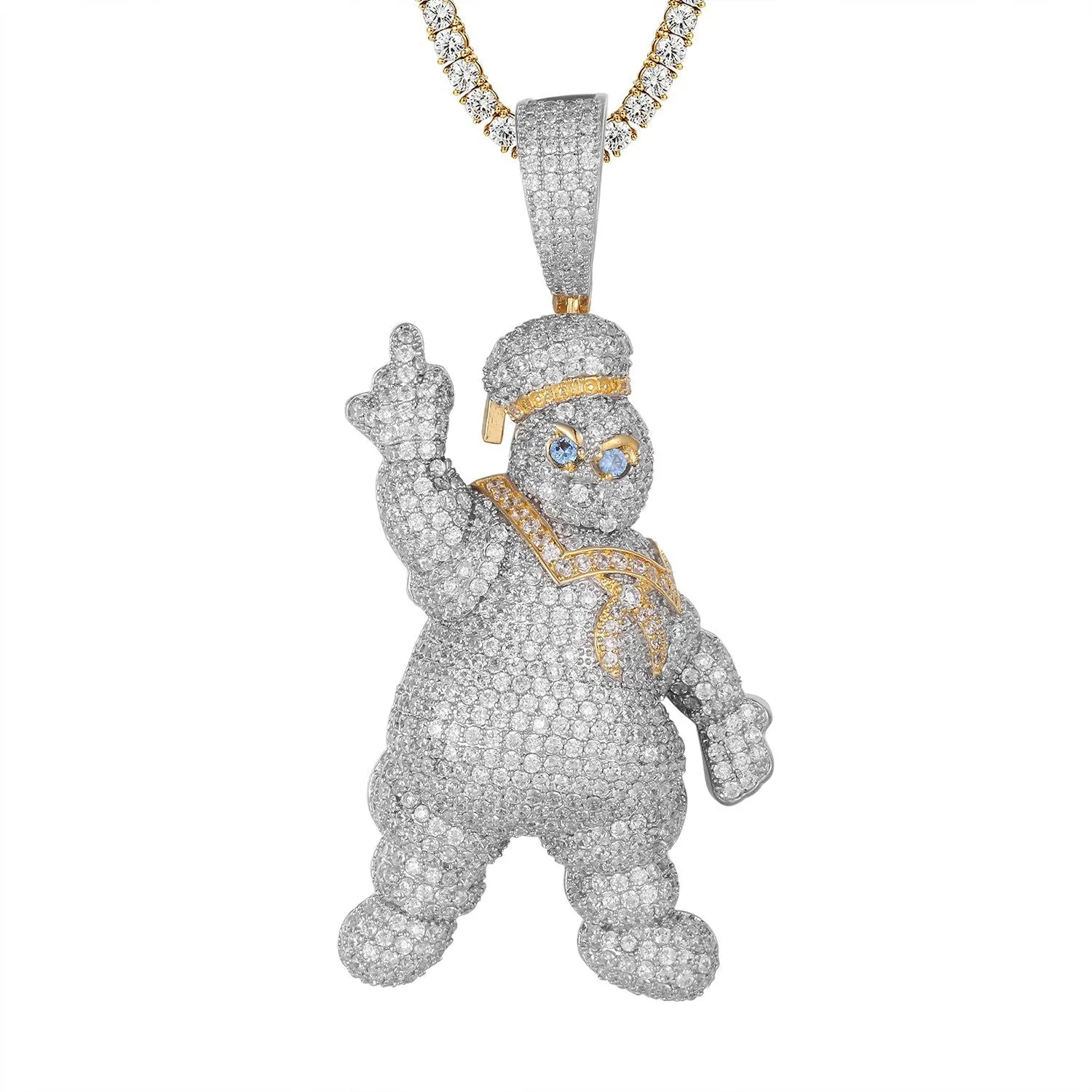 Doughboy Chef Bling Middle Finger Custom Pendant Necklace sold by Master Of Bling product image thumbnail 2