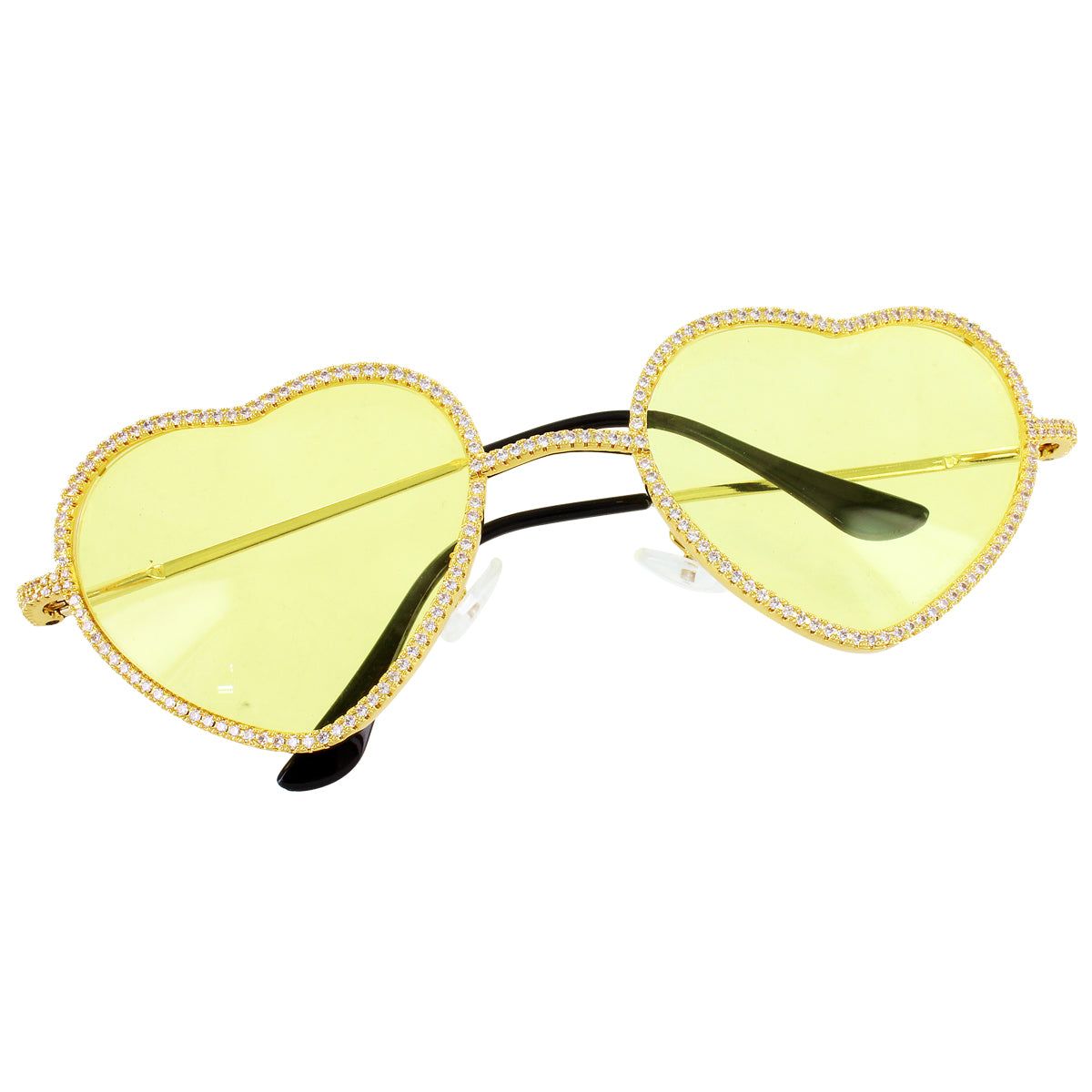 Bling Heart Love Shape Yellow Frame Rapper Style Shades sold by Master Of Bling product image thumbnail 2