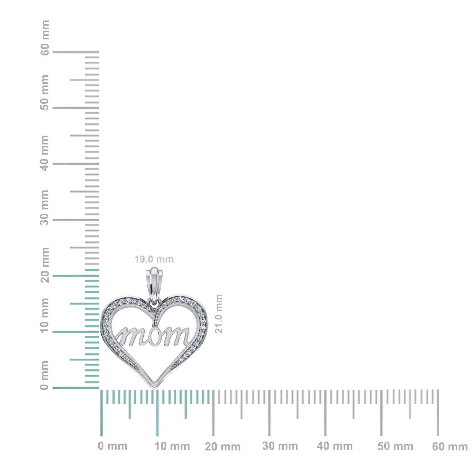 10K White Gold Heart Pendant Mom Womens Diamond Charm Gift sold by Master Of Bling product image thumbnail 2