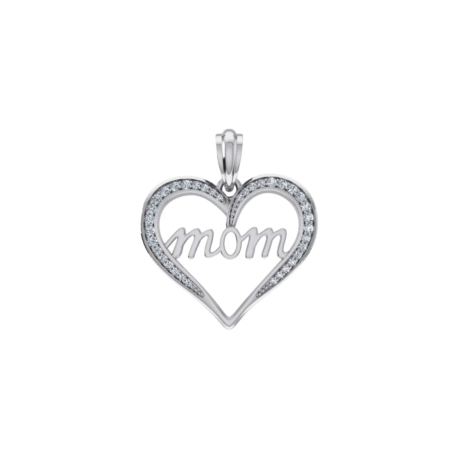 10K White Gold Heart Pendant Mom Womens Diamond Charm Gift sold by Master Of Bling