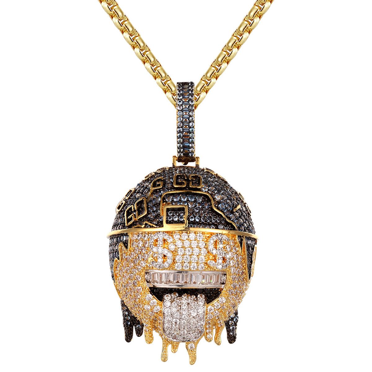 Money Lover Character Dollar Baguette Bling Pendant Necklace sold by Master Of Bling product image thumbnail 3
