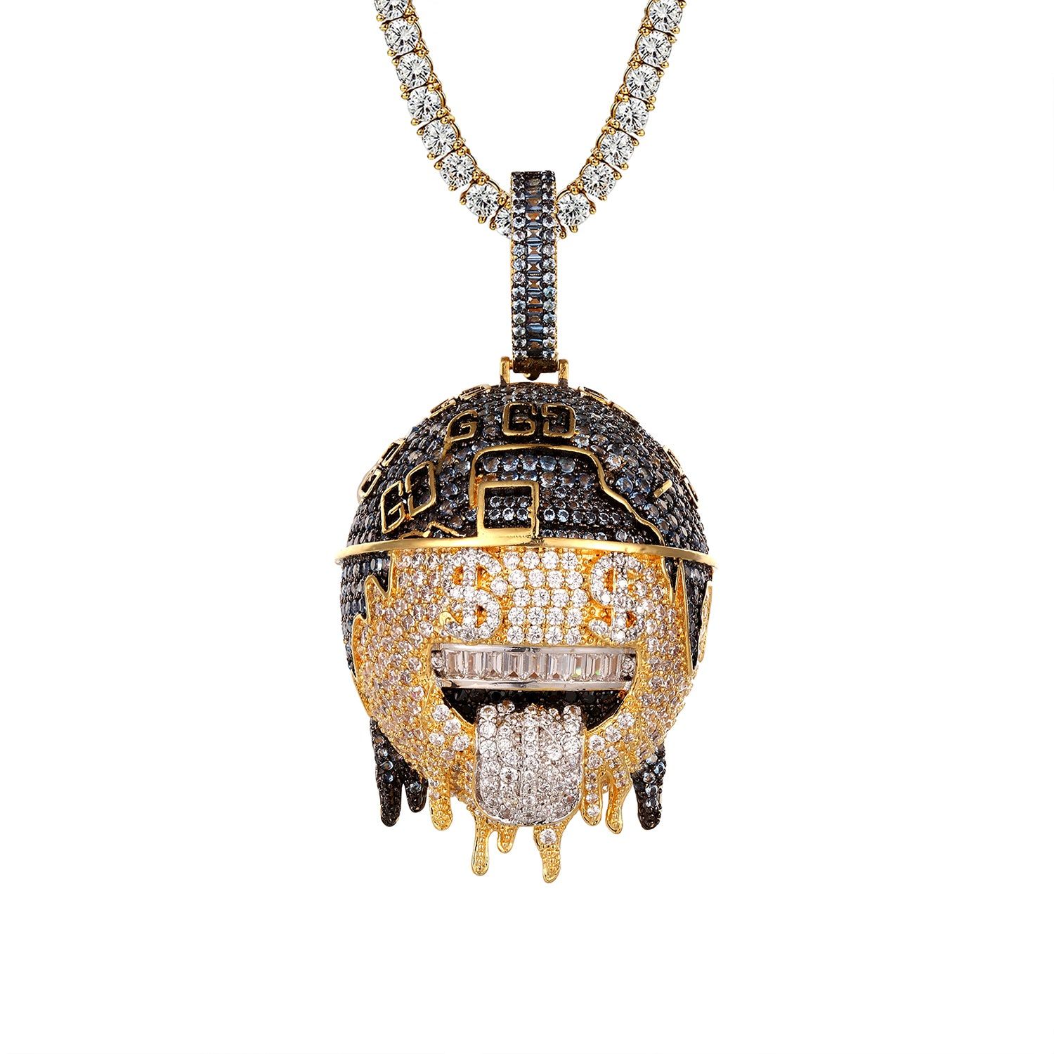 Money Lover Character Dollar Baguette Bling Pendant Necklace sold by Master Of Bling product image thumbnail 4
