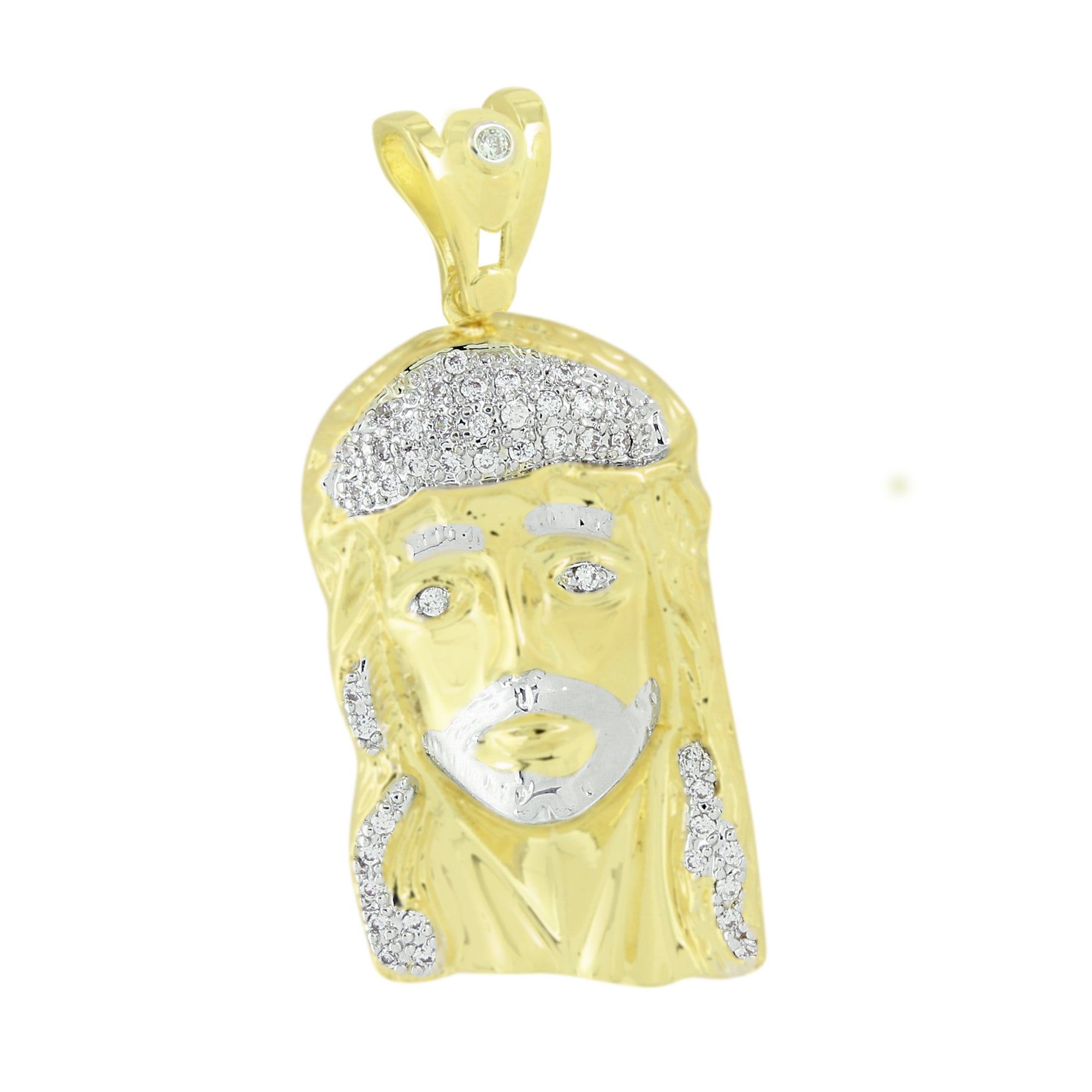 14k Gold Finish Jesus Pendant Lab Created Diamonds sold by Master Of Bling