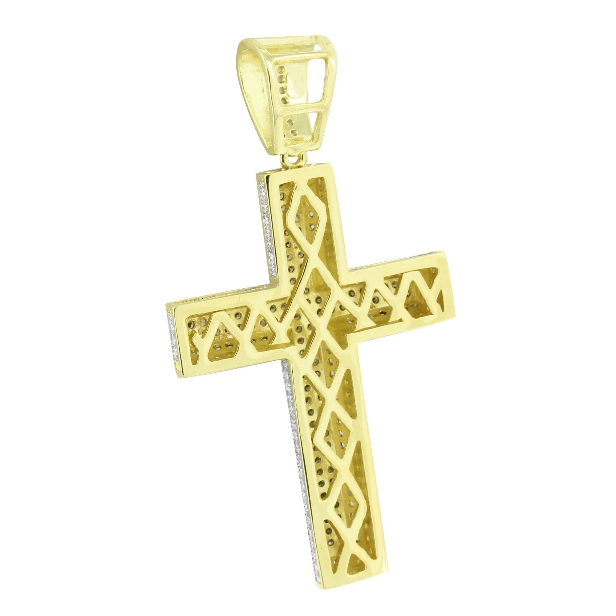 Yellow Gold Finish Cross Pendant Bling Simulated Diamond Stones Pave Jesus sold by Master Of Bling product image thumbnail 3