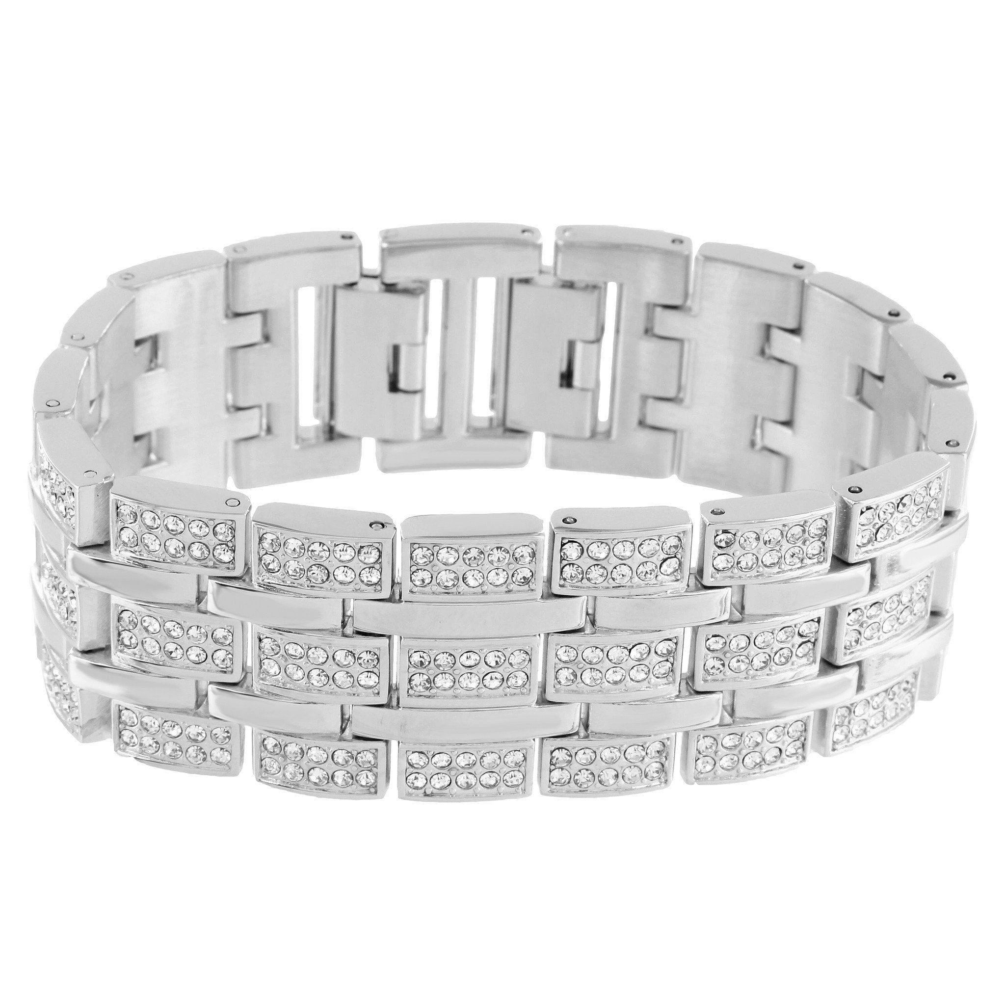Square Face Watch Hip Hop Simulated Diamonds Mens 9.5" Bracelet sold by Master Of Bling product image thumbnail 3